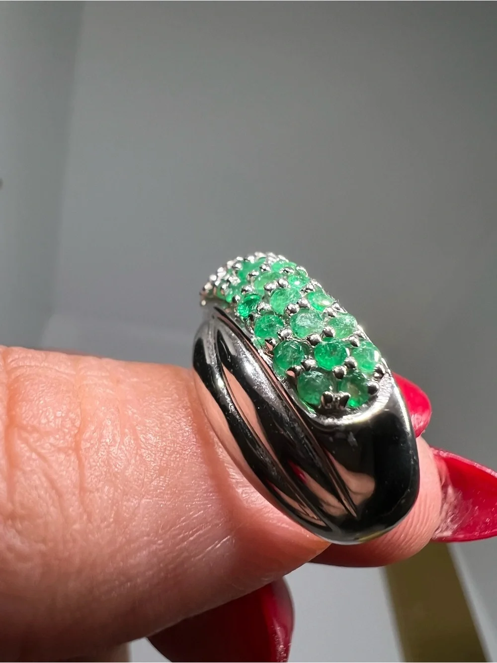 Emerald Pavè Sterling Silver Ring